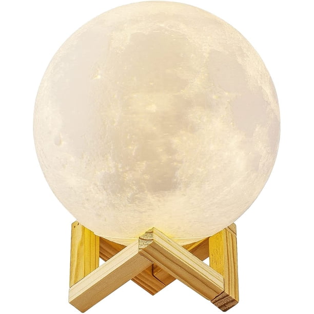 Lámpara de luna 3D, luz nocturna LED ALED, táctil, 3 colores, 15 cm de diámetro, recargable por USB, ideal para dormitorio, sala de estar, cafetería y cumpleaños o Navidad.