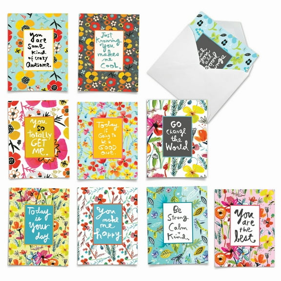 10 Thank You Note Cards Pack (4 x 5.12 Inch) - WORDS FOR FRIENDS M6482TYG