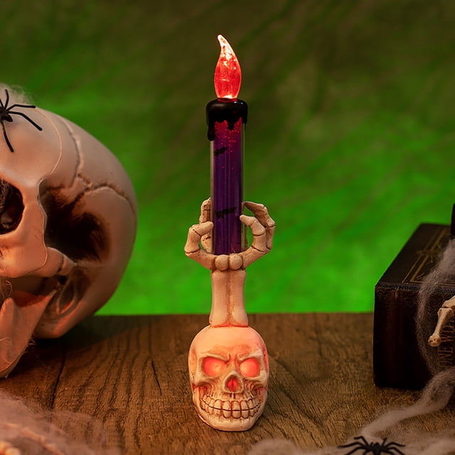 Lámpara Led En Forma de Calavera, Decoración de Terror, Luz En Forma de Cuervo, Led Segura y Duradera, Iluminación Festiva, Decoración de Halloween, Nocturna Multiplex, Tamaño 5,5 X 7 X 22 Cm