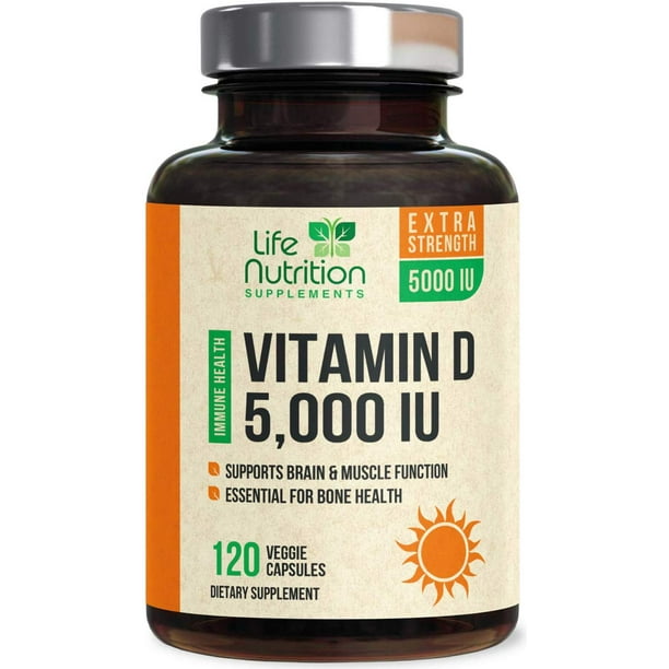 Life Nutrition Vitamin D Made in USA, 5000 IU, 120 Ct.