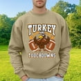 thumbnail image 2 of Mens Hoodless Hoodie Sweatshirts Solid Color Crew Neckleter Turkey Pattern Printed Mes Activewear,Khaki,2XL, 2 of 4