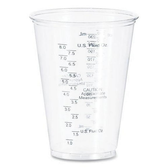 Dart PET Graduated Medical and Dental Cups, 10 oz, Plastic, Clear, 50/Bag, 20 Bags/Carton