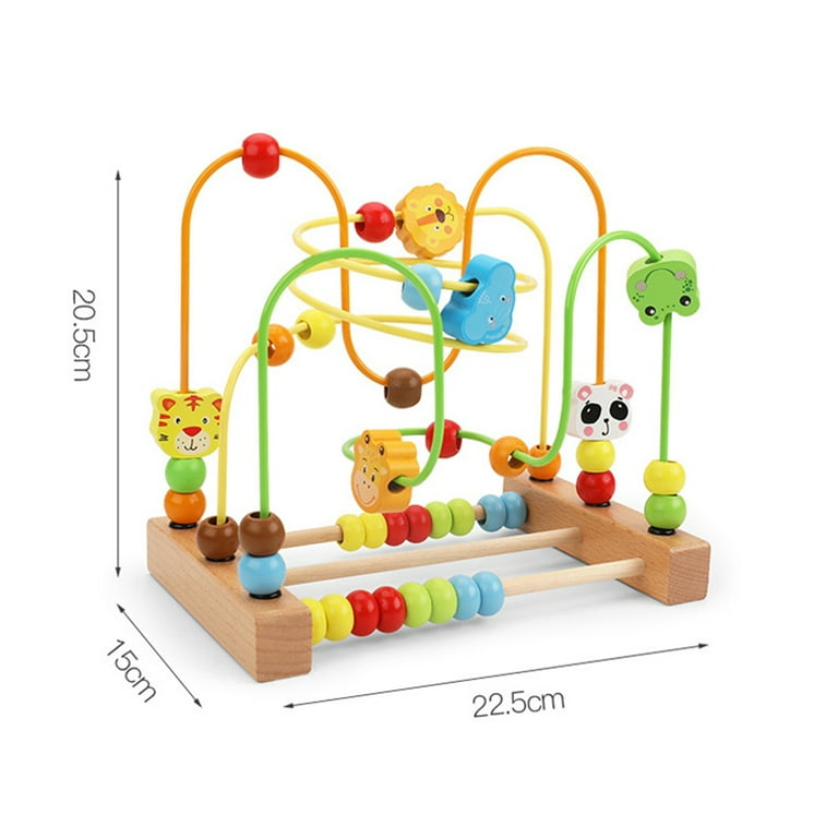 Bead Maze Toy for Toddlers Wooden Colorful Roller Coaster Educational Circle Toys for Kids Sliding Beads