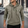 thumbnail image 2 of CONROSES Mens Hoodies Solid Color Hoodie for Men Long Sleeve Buttons Sports Hooded Sweatshirt Soft Fall Winter Sweatshirts With Pocket, 2 of 7