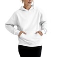 thumbnail image 3 of Unisex Solid Color Hooded Sweatshirt, Printed Long Sleeve Pullover with Comfortable Fit, Casual Streetwear for Men and Women, Daily Loungewear and Outdoor Activities White S, 3 of 5