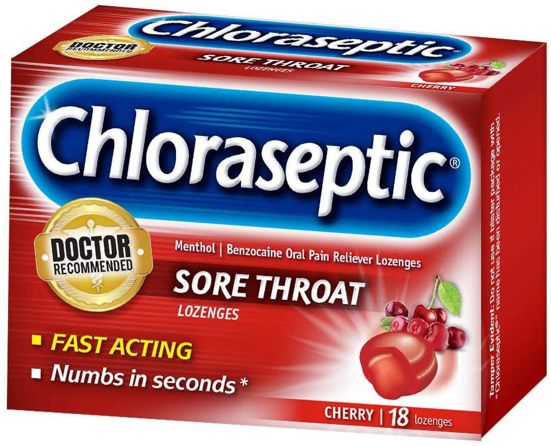Chloraseptic Sore Throat Lozenges Cherry 18 Each (Pack of 4)