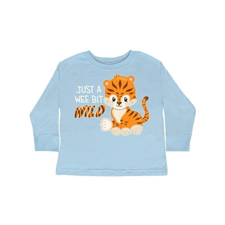 

Inktastic Just a Wee Bit Wild- cute tiger cub Gift Toddler Boy or Toddler Girl Long Sleeve T-Shirt