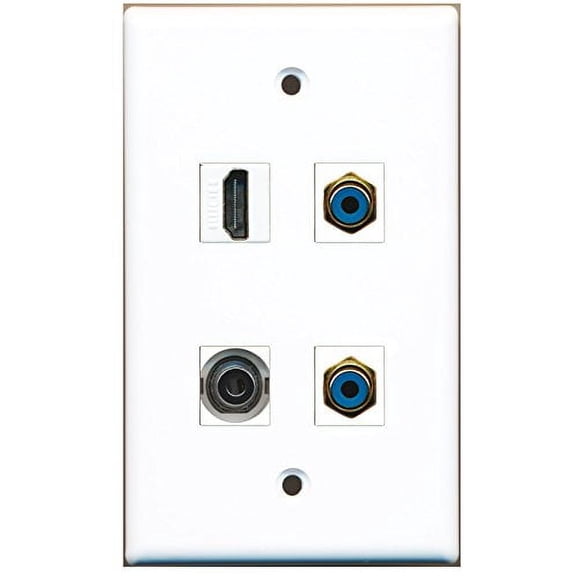 RiteAV - 1 Port HDMI 2 Port RCA Blue 1 Port 3.5mm Wall Plate