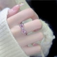 thumbnail image 4 of Pink Crystal Bow Knot Open Statement Ring for Women CZ Eternity Promise Rings Stacking Finger Bands Adjustable, 4 of 7