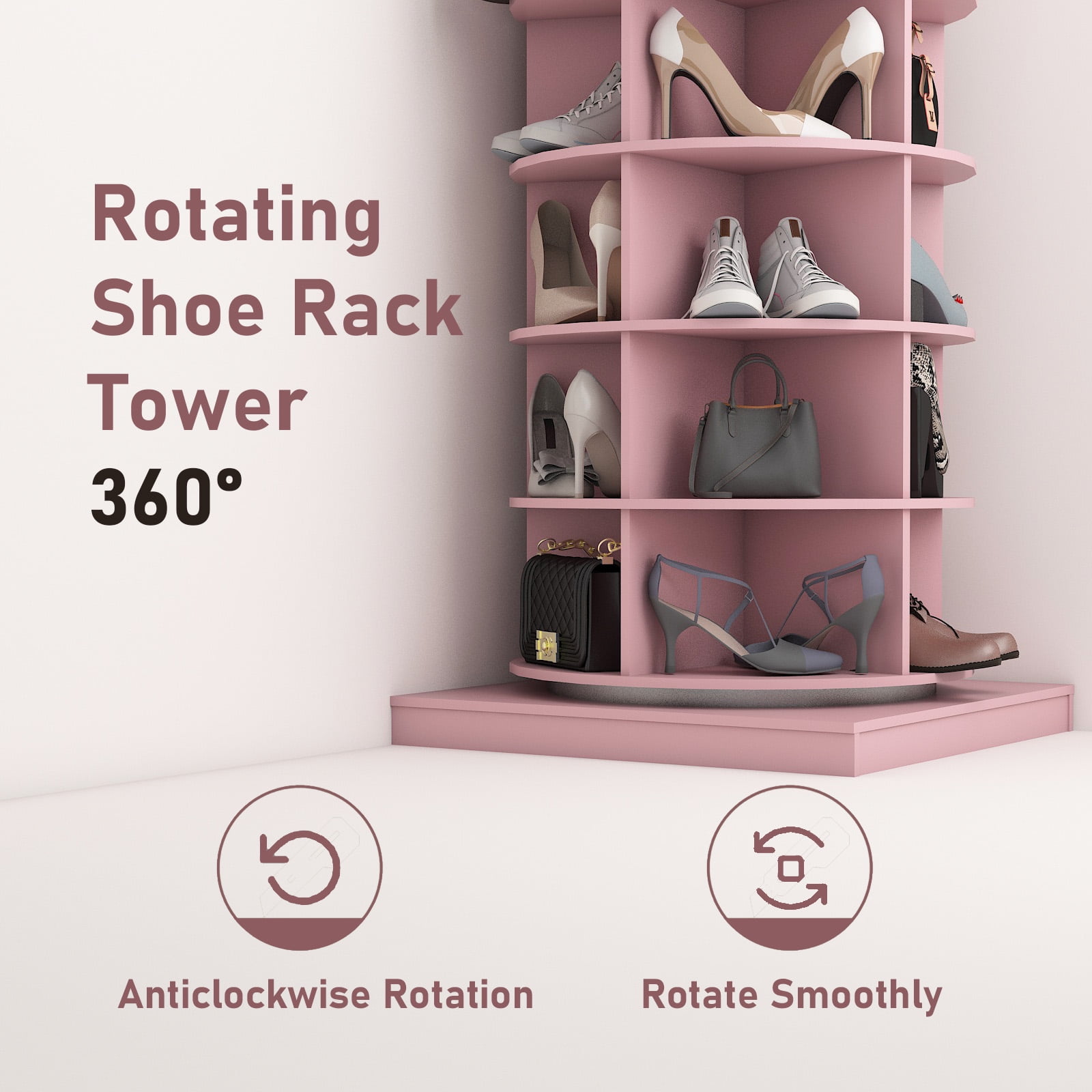 7-Tier 360° Rotating Pink Shoe Rack Organizer Taiwan Ubuy