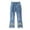 Light Blue-21, variant on Avrntaa Girls Denim Pants Mid Waist Flared Trousers Casual Solid Ruffle Bell Bottoms with Cute Floral Trim