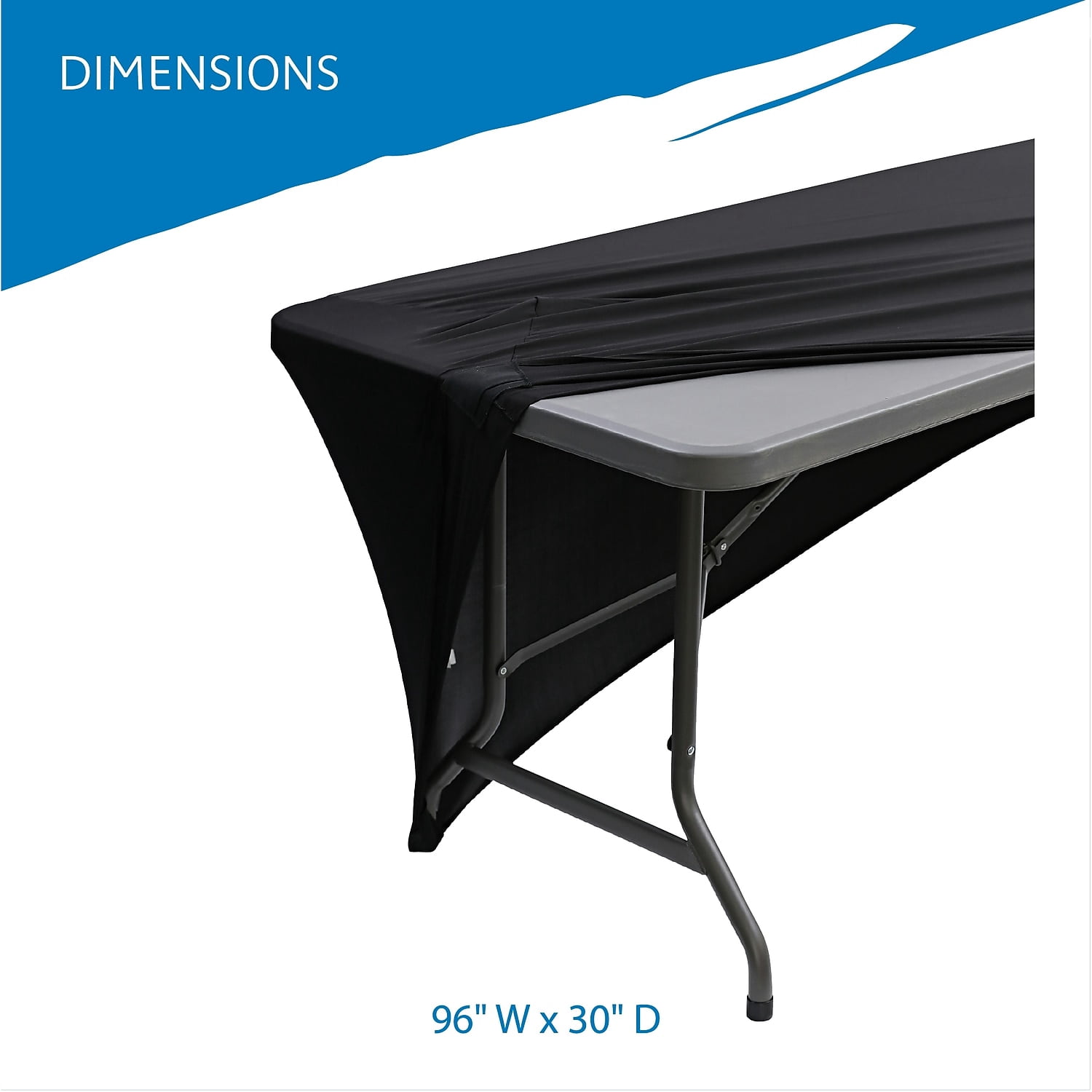 Iceberg, ICE16531, Stretch Fabric Table Cover, 1 Each, Black