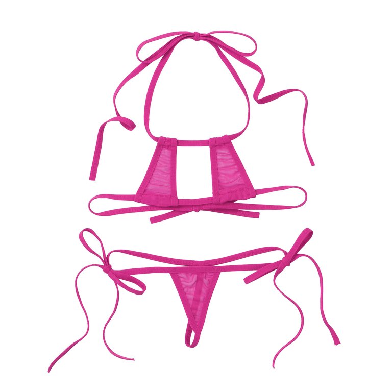 iixpin Women's Extreme See-through Bra Tops and G-String