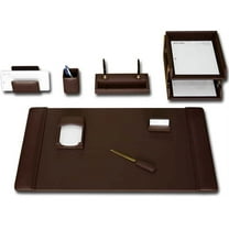 Chocolate Brown Leather 10-Piece Desk Set