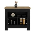 thumbnail image 6 of Kitchen Island with Drop Leaf, Wood Countertop Top, 2 Storage Door Cabinet ,Open Shelf, Stationary Kitchen Table for Home Coffee Bar, Black, 6 of 7