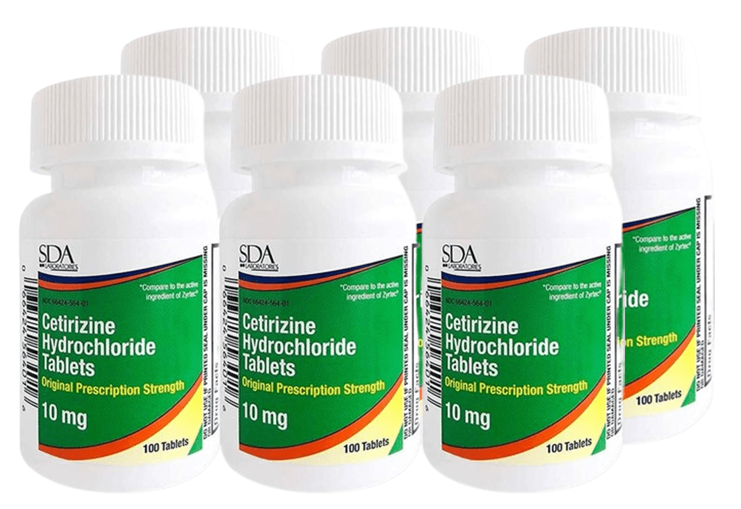SDA Laboratories | Allergy Relief Cetirizine HCL 10mg 100 count Tablets | 6PK