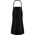 thumbnail image 1 of Paquete de 2 delantales con pechera regulares con 2 bolsillos - Delantales comerciales unisex negros a granel para cocinar, cocinar, restaurante, pintura de barbacoa. JM, 1 of 1