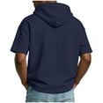 thumbnail image 4 of LEKWK Men's Sweatshirts and Hoodies Loose Fit Short Sleeve Hoodie Dstring Pullover Hoodies Solid Casual Streetwear Gym Summer Tops, 4 of 8