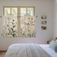 thumbnail image 4 of Botanical Tier Curtains, Retro Plant Wildflower Green Leaf Ferns Light Filtering Kitchen Curtains, 2Pcs Rod Pocket Half Window Treatments Panels for Sink Cafe Cabinet Basement 27.5x45 Inches, 4 of 9