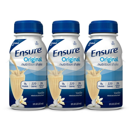 Ensure Original Nutrition Shake with 9 grams of protein, Meal Replacement Shakes, Vanilla, 8 fl oz, 24