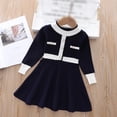 thumbnail image 2 of Wangmeiwg Girls' Dresses Elegant Girls Long Sleeve Knitted Winter Dress with Round Neck for and Festive Celebrations 18-24 Months Navy, 2 of 4