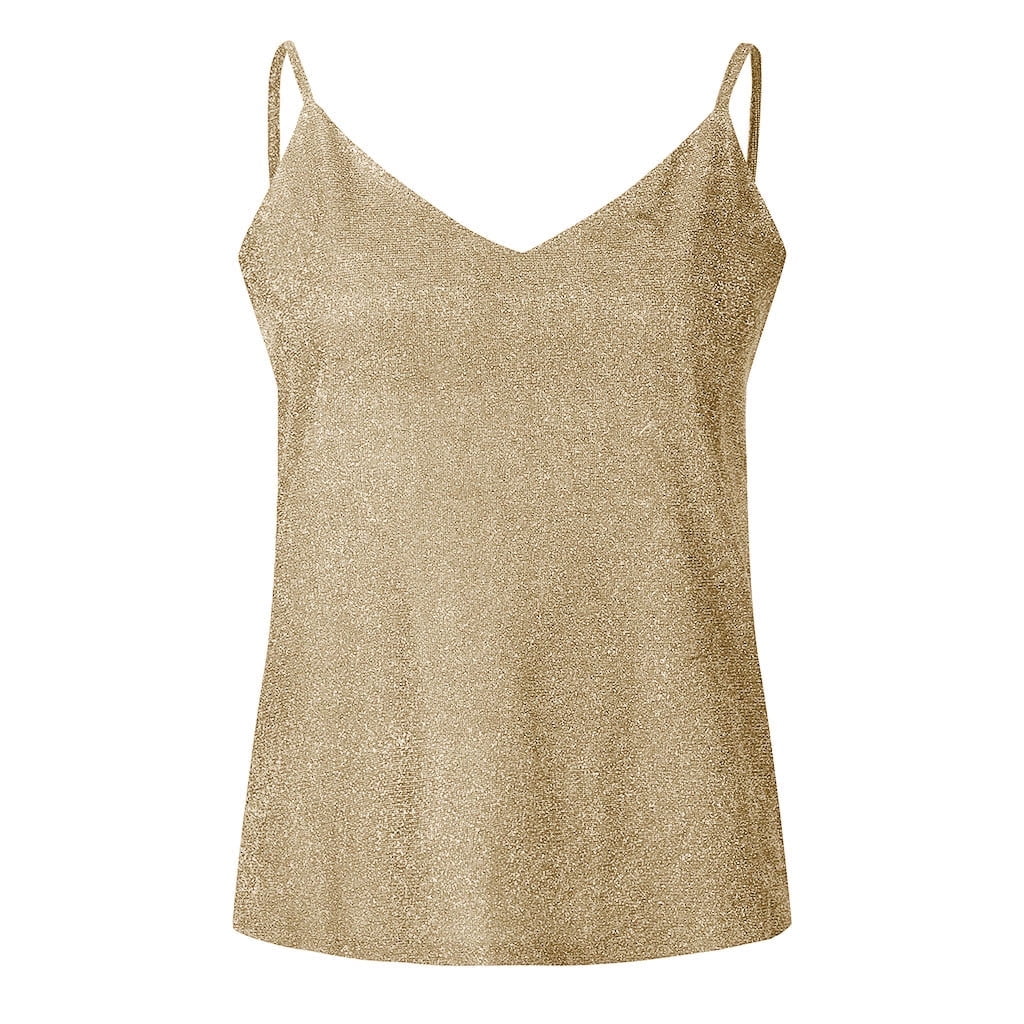 トップス gajess glitter camisole gold beige Gold Tops for Women Sexy Casual, Polyester Cami Tops for