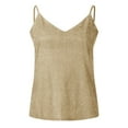 thumbnail image 4 of Gold Womens Tops Womens Glitter Strappy Tank Tops Ladies Sparkle Cami Swing Vest Clubwear Going Out Tops for Women, 4 of 6