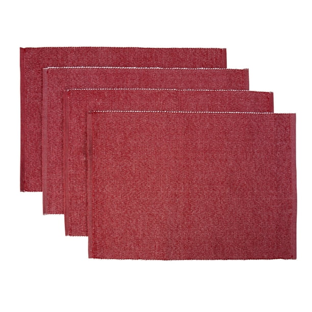Mainstays Ribbed Chambray Placemat, 13 in x 18 in, Set of 4, Red