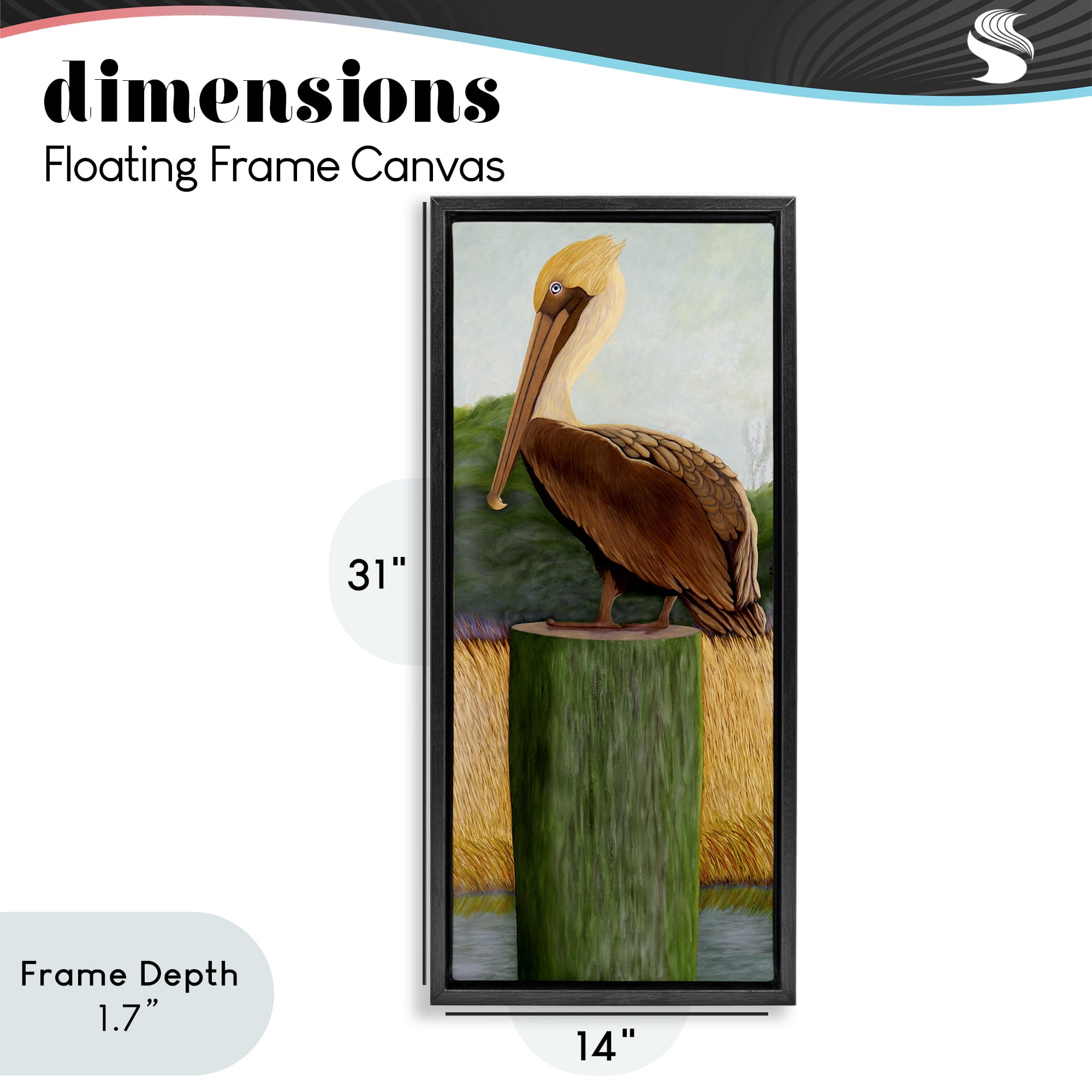 Stupell Industries Blue Eyed Pelican Black Framed Floater Canvas Wall Art, design by Barbara Fallenbaum