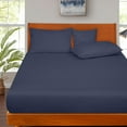 thumbnail image 6 of ROYALE LINENS 300 Thread Count 100% Long Staple Combed Cotton Fitted Sheet Queen - Super Soft Deep Pocket Bottom Sheet - Fitted Sheets Only - Elastic Sheets (Queen, Navy), 6 of 10