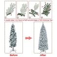 thumbnail image 3 of Topeakmart 7.5ft Pre-lit Slim Pencil Snow Flocked Christmas Tree with 300 Colorful LED Lights, White, 3 of 10