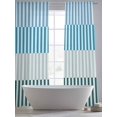 thumbnail image 6 of Colorful Stripe Semi Sheer Curtains 84 Inch Length 2 Panels Set, Modern Teal Blue Green Vertical Striped Sheer Kitchen Curtain Privacy Voile Window Curtain for Living Room Bedroom Rod Pocket Drapes, 6 of 7