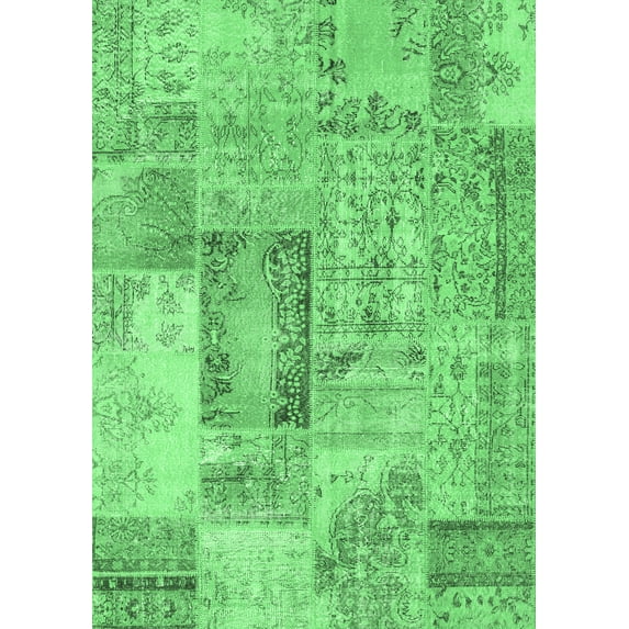 Ahgly Company Indoor Rectangle Patchwork Emerald Green Transitional Area Rugs, 8' x 10'
