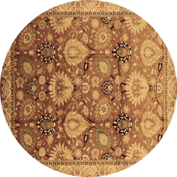 Ahgly Company Indoor Round Oriental Brown Industrial Area Rugs, 7' Round