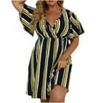 thumbnail image 2 of Lolmot Sexy Dresses for Women Summer Loose Stripes Polka Dots Print Dress Sexy Deep V Neck Short Sleeves High Waist Casual Dress Plus Size Dress, 2 of 5