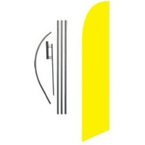 Solid Yellow Advertising Feather Banner Swooper Flag Sign with Flag Pole Kit and Ground Stake