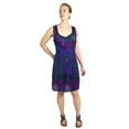 thumbnail image 1 of Sakkas Luciana Women's Tie Dye Bohemian Swing Midi Dress with Ties and Smock Back - Purple - S/M, 1 of 5