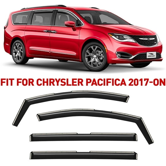 Voron Glass in-Channel Extra Durable Rain Guards for Chrysler Pacifica 2017-2026, Window Deflectors, Vent Window Visors, 4 Pieces - 200581