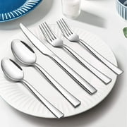 40-Piece Silverware Set, Vesteel Stainless Steel Flatware Set Service for 8, Modern Tableware Cutlery Set for Home and Restaurant, Square Edge & Mirror Finish, Dishwasher Safe