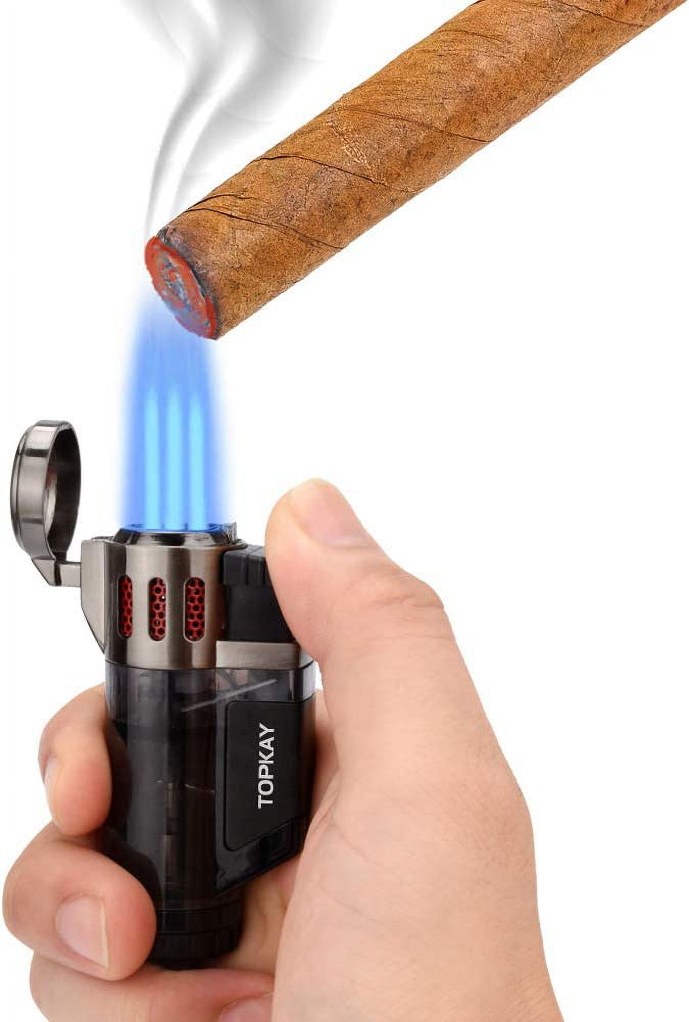 Cigar Lighters Triple Jet Flame Torch Lighters, Windproof Butane Refillable with a Gift Box, 2 Packs (Butane Not Included)