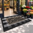 thumbnail image 6 of Frabe Outdoor Entrance Rug, Low Profile Welcome Mat with Sweet Home Design, Non-Slip Rubber Backing and Durable Scraper for Front Door Patio, Black 36"x59", 6 of 10