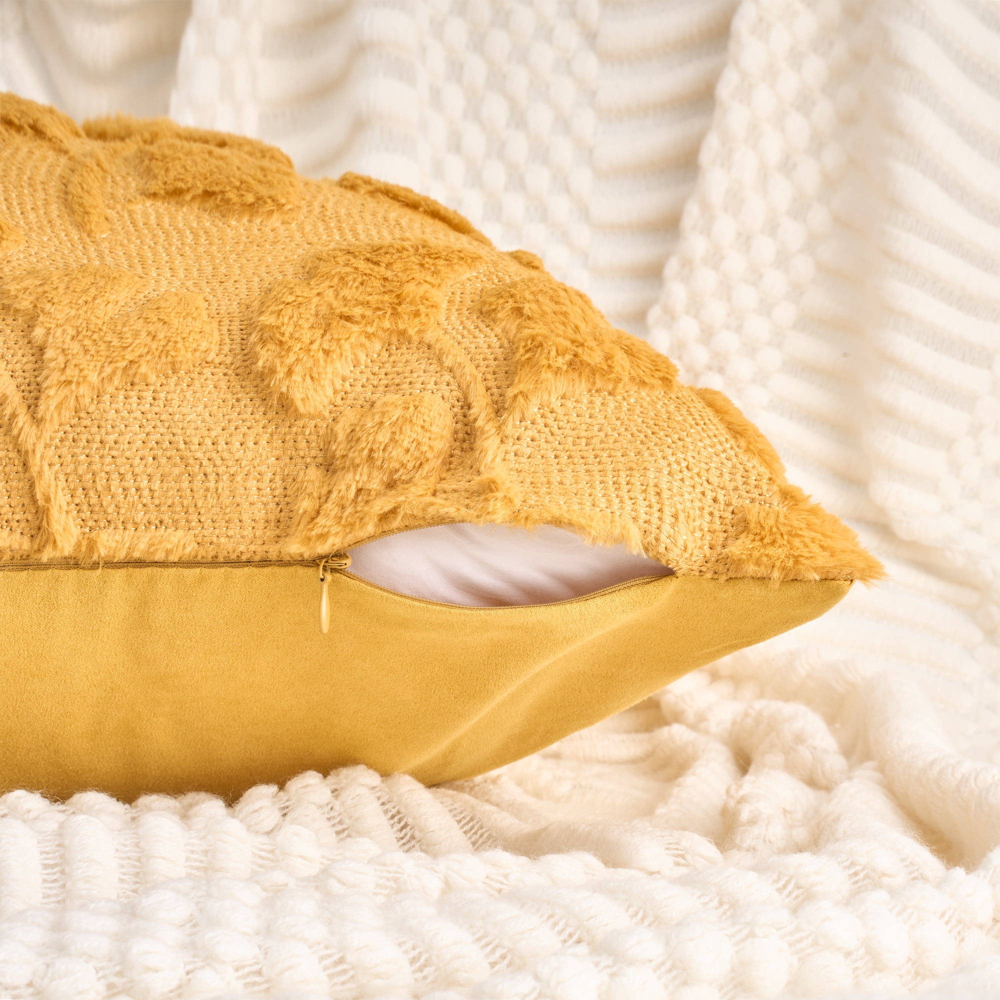 Unique Bargains Plush Ginkgo Leaf Embroidery Throw Pillow Covers Yellow 20" x 20"