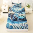 thumbnail image 3 of jejeloiu Blue Racing Car Twin Sheet Sets,Speed Extreme Sport Bedding For Boys Kids 3 Pieces, 3 of 6