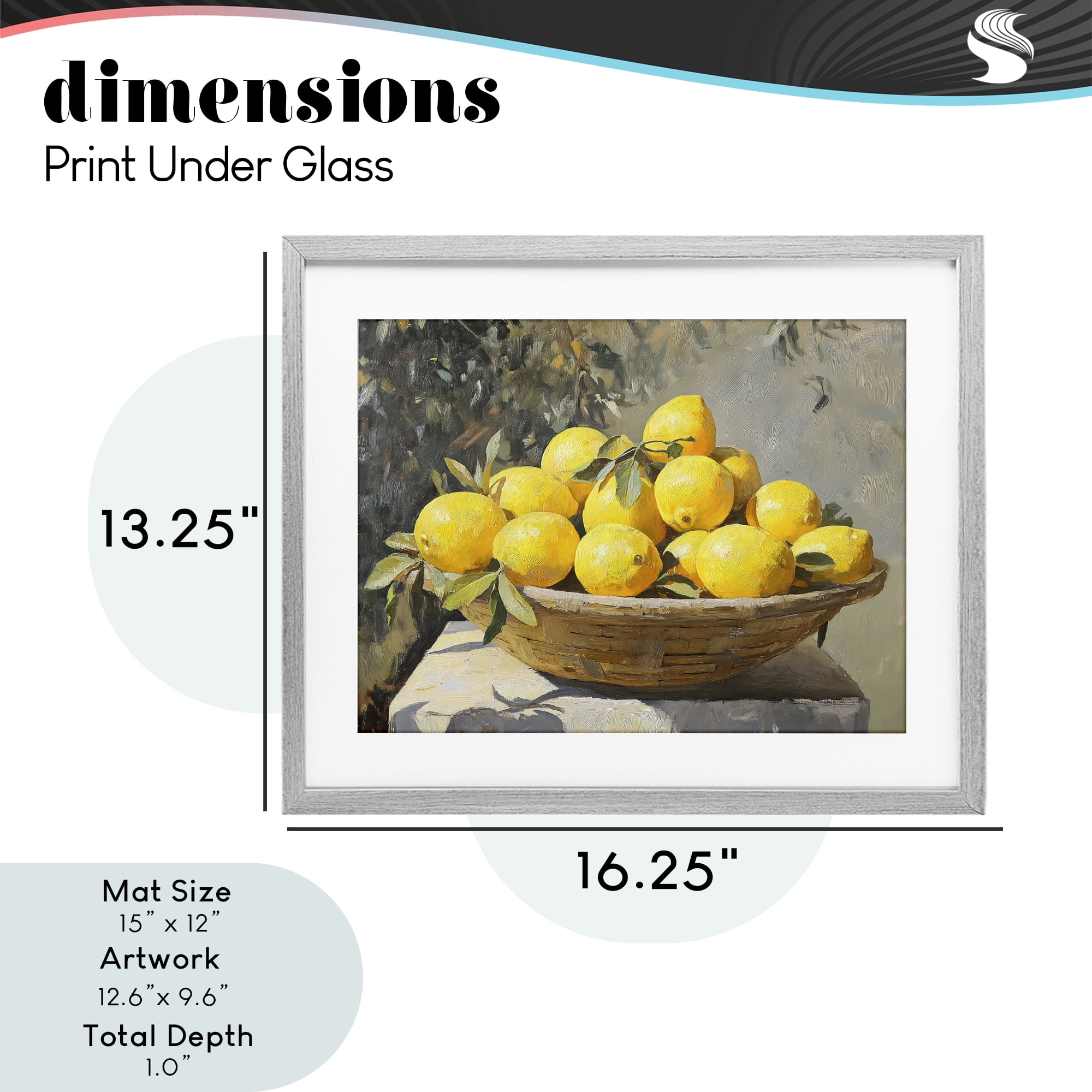 Stupell Industries Basket of Lemons in Sunlight Gray Framed Print Under Glass, design by Creative Studio