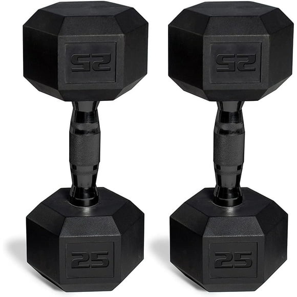 CAP Barbell 50 lbs Coated Dumbbell Set with Black handles, 25LBx2