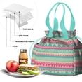 thumbnail image 4 of Boho Bohemia Geometric Line Art Drawstring Lunch Bag Women - Drawstring Lunch Bag Insulated for Work Office - Stain-Resistant Large Lunchbags for Women with Multi-Pockets, 4 of 6