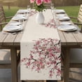 thumbnail image 4 of Cherry Flowers Table Runner 72 Inches, Spring Modern Pink Floral Branch on Linen Bed Runner Dresser Scarves Tabletop for Indoor Outdoor Parties/Ceremony/Banquet, 18" x 72", 4 of 9