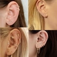 thumbnail image 6 of RoseJeopal 925 Sterling Silver Post Small Hoop Earrings Cubic Zirconia Huggie Hoop Earrings,3 Pairs 14K Gold Plated Cartilage Piercing Earrings Ear Cuff Tiny Hoop Earrings for Women Men 8mm 10mm 12mm, 6 of 6