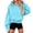 Light Blue, variant on Women's Oversized Solid Cropped Hooded Sweatshirt Drawstring Cinched Hem Fleece Long Sleeve Pullover Hoodie with Kangaroo Pocket Casual Fall Daily Tops XXL