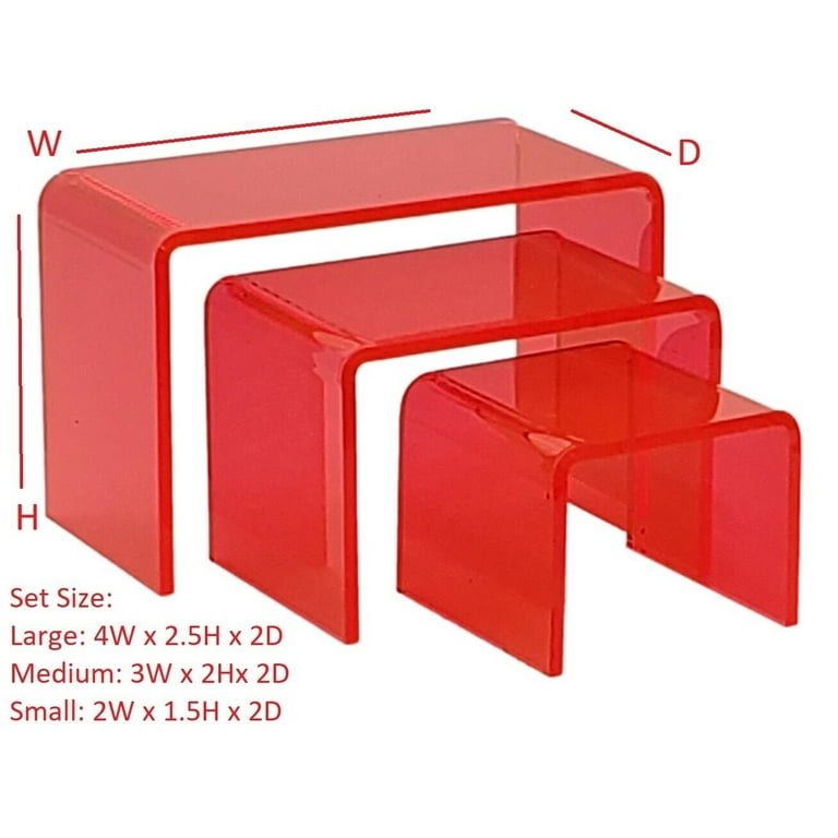 T'z Tagz New Transparent Neon Red Acrylic Display Stand Risers